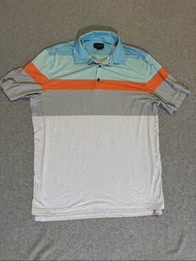 Chase 54 Men’s Large Colorblock Golf Polo in Mint, Orange, Gray